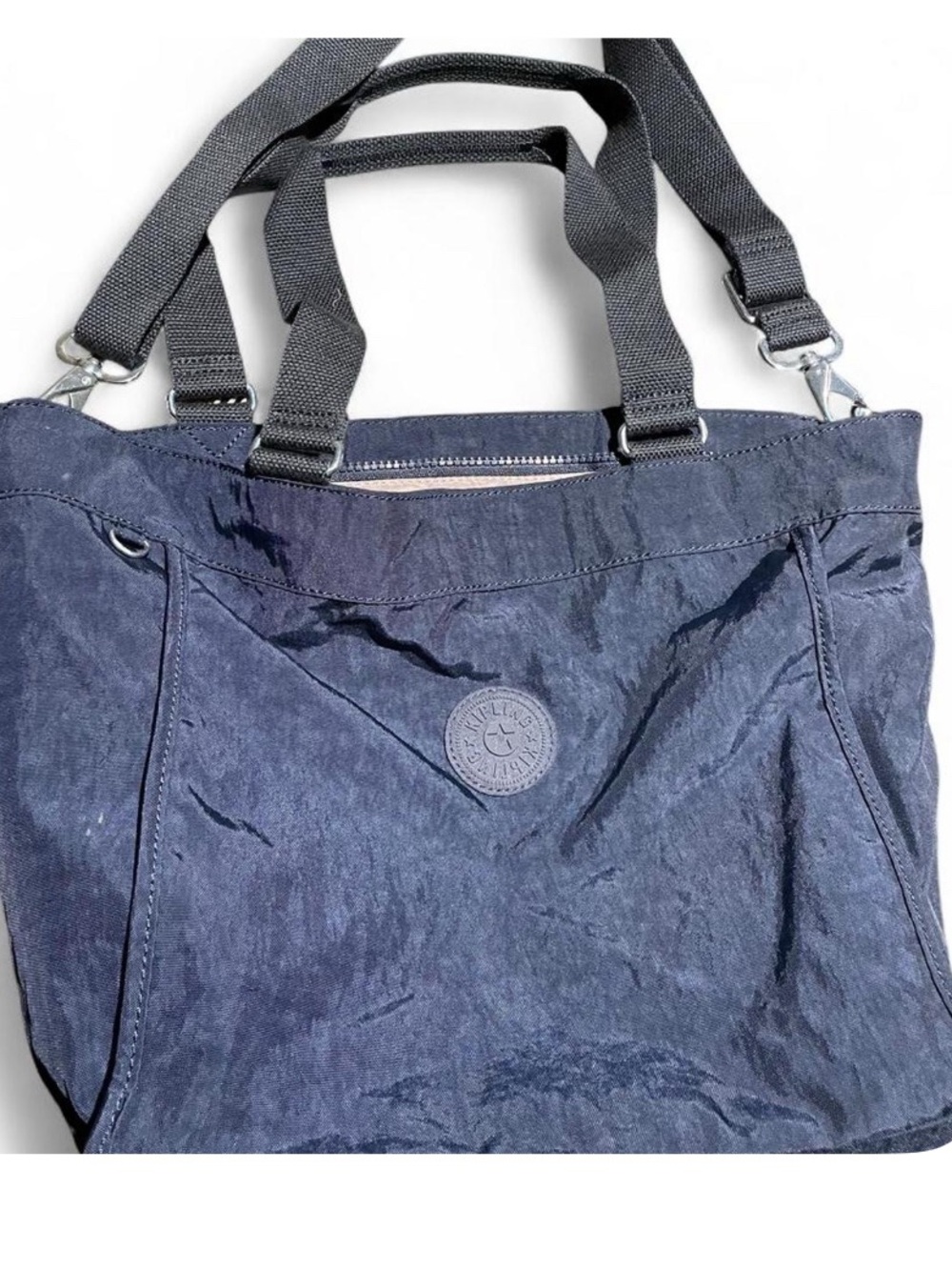 Kipling Navy Tote with Beige Interior
